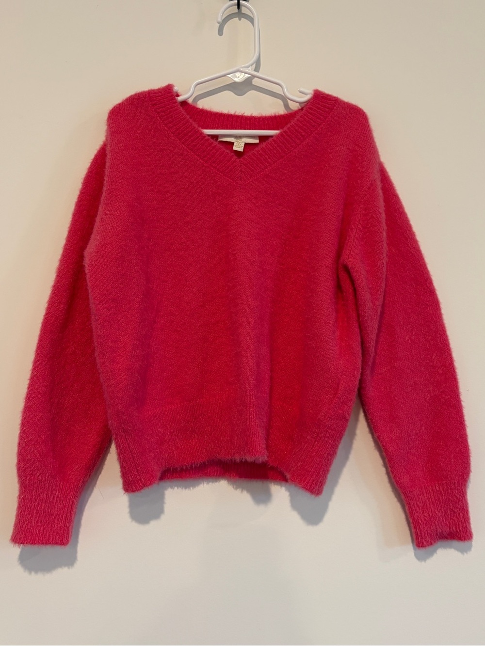 Chelsea & Violet Girls 6X Pink Eyelash Soft V-Neck Long Sleeve Pullover Sweater